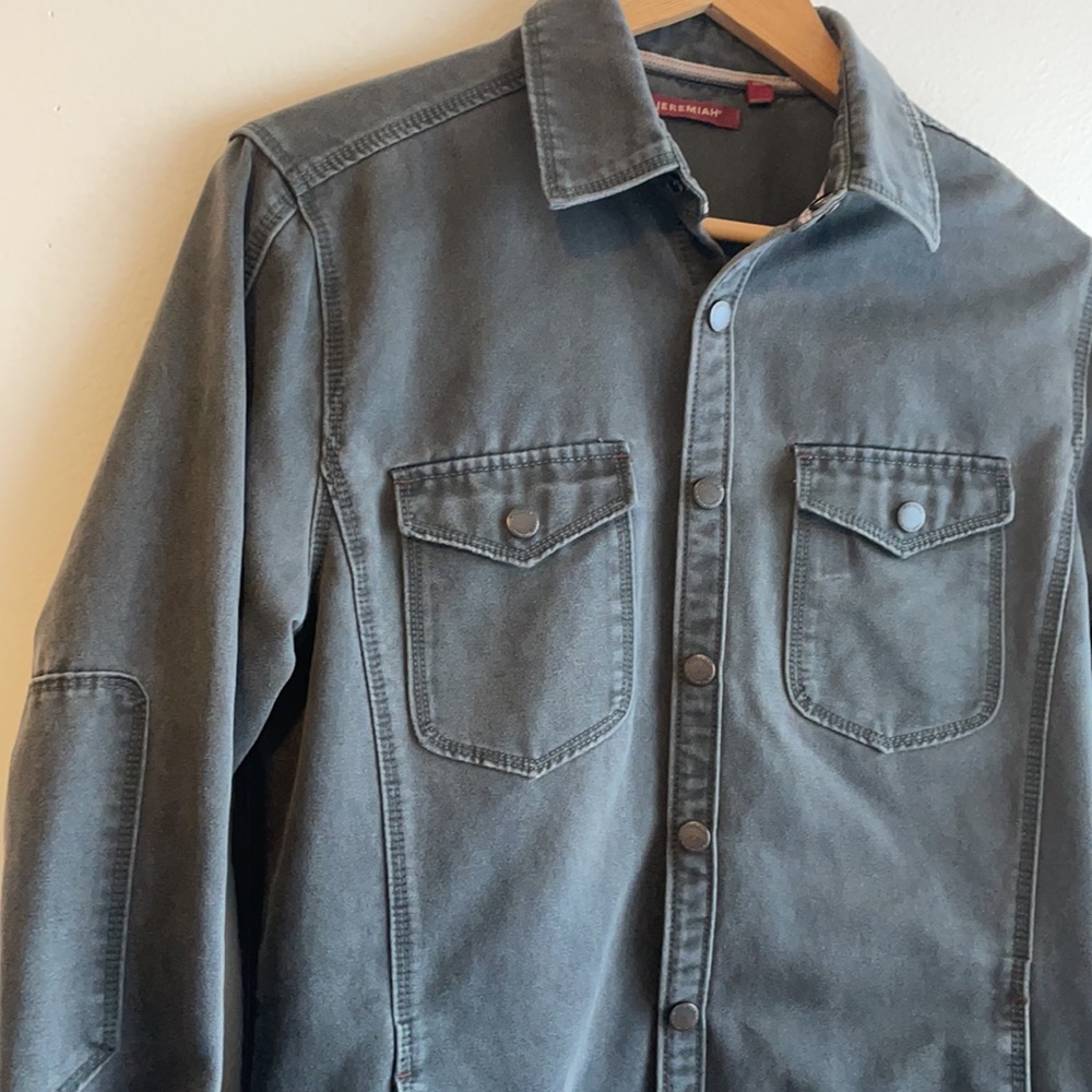 Suede-Like Grey Biker Utility Shirt Jacket